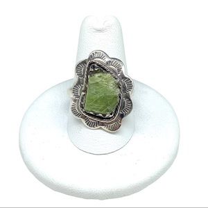 Rough Green Kyanite Sterling Silver 925 Sz 8.5